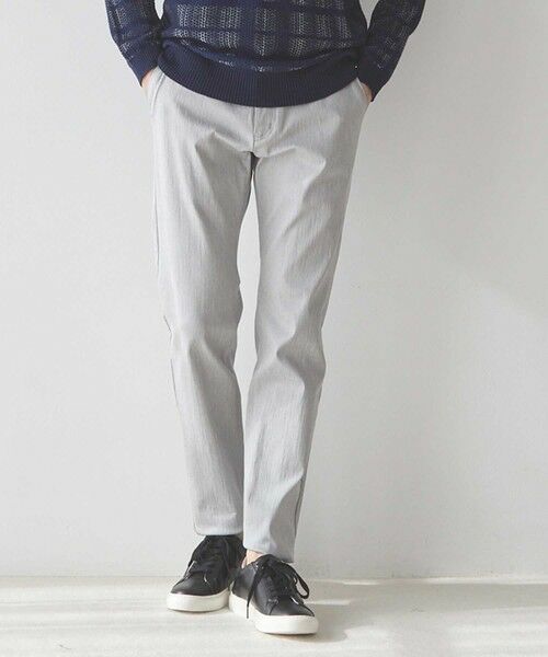 MEN'S BIGI / メンズビギ その他パンツ | ハイパーストレッチ スリムフィット ヘリンボンパンツ(ライトグレー)