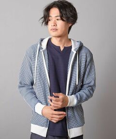 MEN'S BIGI / メンズビギ スウェット | ワッフルニット ジップアップパーカー