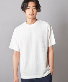 MEN'S BIGI / メンズビギ Tシャツ | チェックジャガード×袖ポンチ 異素材Tシャツ