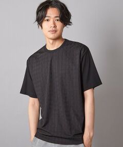 MEN'S BIGI / メンズビギ Tシャツ | チェックジャガード×袖ポンチ 異素材Tシャツ