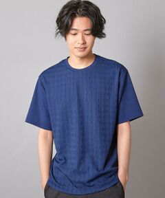 MEN'S BIGI / メンズビギ Tシャツ | チェックジャガード×袖ポンチ 異素材Tシャツ