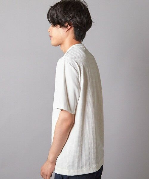 MEN'S BIGI / メンズビギ Tシャツ | チェックジャガード×袖ポンチ 異素材Tシャツ | 詳細2