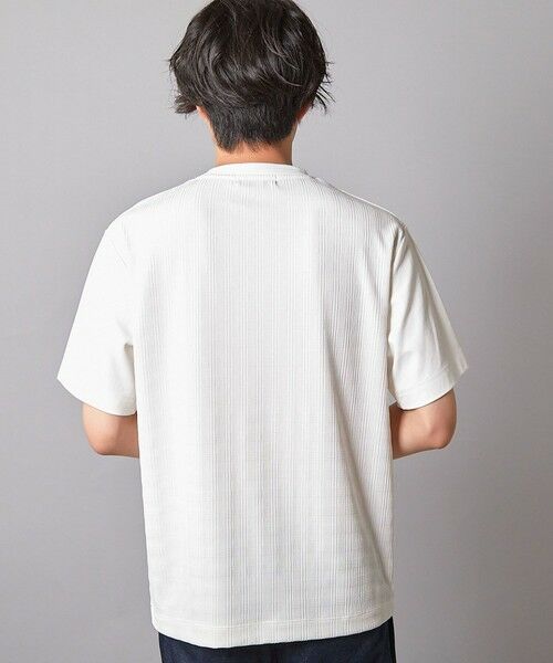 MEN'S BIGI / メンズビギ Tシャツ | チェックジャガード×袖ポンチ 異素材Tシャツ | 詳細3