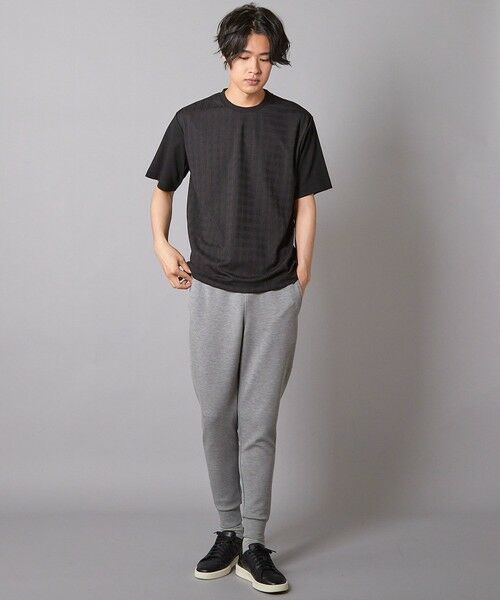 MEN'S BIGI / メンズビギ Tシャツ | チェックジャガード×袖ポンチ 異素材Tシャツ | 詳細10