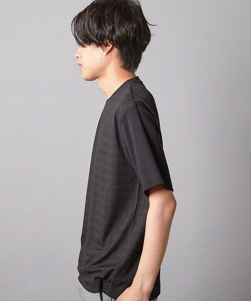 MEN'S BIGI / メンズビギ Tシャツ | チェックジャガード×袖ポンチ 異素材Tシャツ | 詳細7