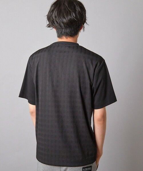 MEN'S BIGI / メンズビギ Tシャツ | チェックジャガード×袖ポンチ 異素材Tシャツ | 詳細8