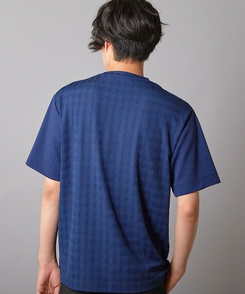 MEN'S BIGI / メンズビギ Tシャツ | チェックジャガード×袖ポンチ 異素材Tシャツ | 詳細13