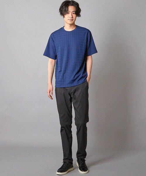 MEN'S BIGI / メンズビギ Tシャツ | チェックジャガード×袖ポンチ 異素材Tシャツ | 詳細15