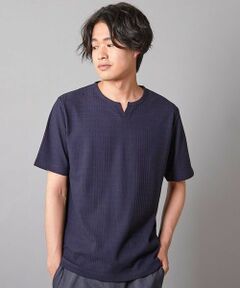 MEN'S BIGI / メンズビギ Tシャツ | リンクスジャガード キーネックTシャツ