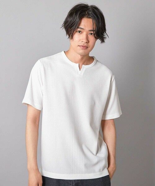 MEN'S BIGI / メンズビギ Tシャツ | リンクスジャガード キーネックTシャツ | 詳細1