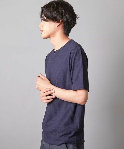 MEN'S BIGI / メンズビギ Tシャツ | リンクスジャガード キーネックTシャツ | 詳細13
