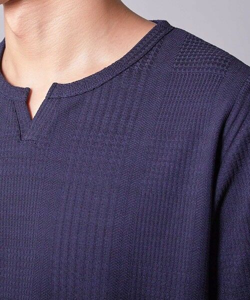 MEN'S BIGI / メンズビギ Tシャツ | リンクスジャガード キーネックTシャツ | 詳細15