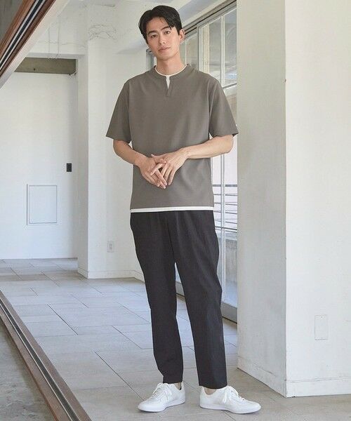 MEN'S BIGI / メンズビギ Tシャツ | ふくれジャガード フェイクレイヤードキーネックT | 詳細10