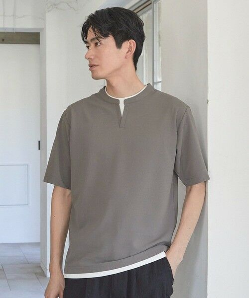 MEN'S BIGI / メンズビギ Tシャツ | ふくれジャガード フェイクレイヤードキーネックT | 詳細6