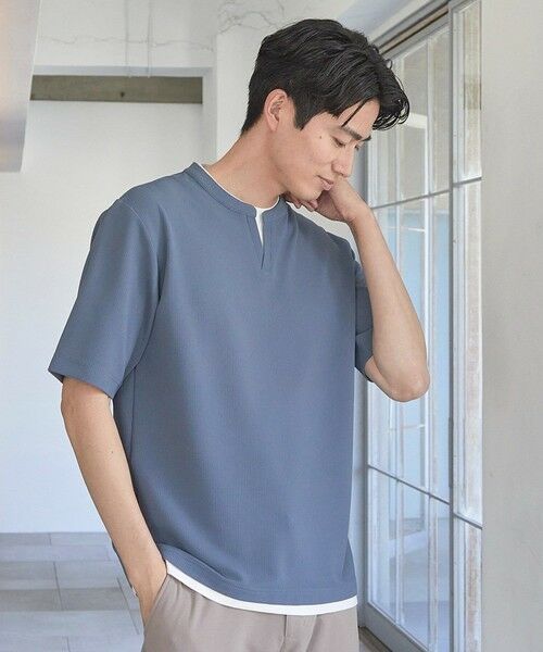 MEN'S BIGI / メンズビギ Tシャツ | ふくれジャガード フェイクレイヤードキーネックT | 詳細11