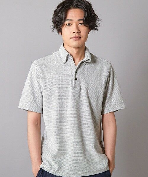 MEN'S BIGI / メンズビギ ポロシャツ | ハニカムジャガード シャドーボーダーポロ | 詳細1