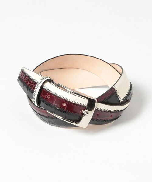 MEN'S BIGI / メンズビギ ベルト・サスペンダー | エンボスパッチワークベルト（ブラウン）