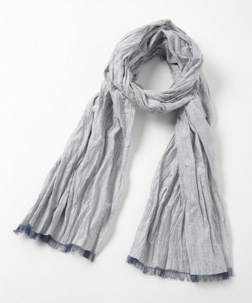 MEN'S BIGI / メンズビギ マフラー・ショール・スヌード・ストール | ストライプワッシャー加工ストール（ネイビー）