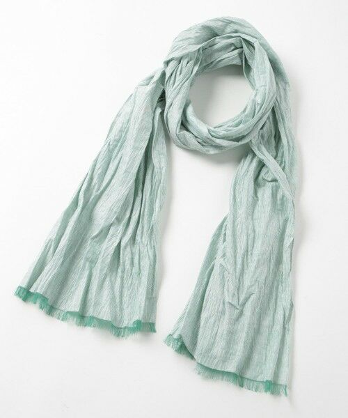 MEN'S BIGI / メンズビギ マフラー・ショール・スヌード・ストール | ストライプワッシャー加工ストール（グリーン）
