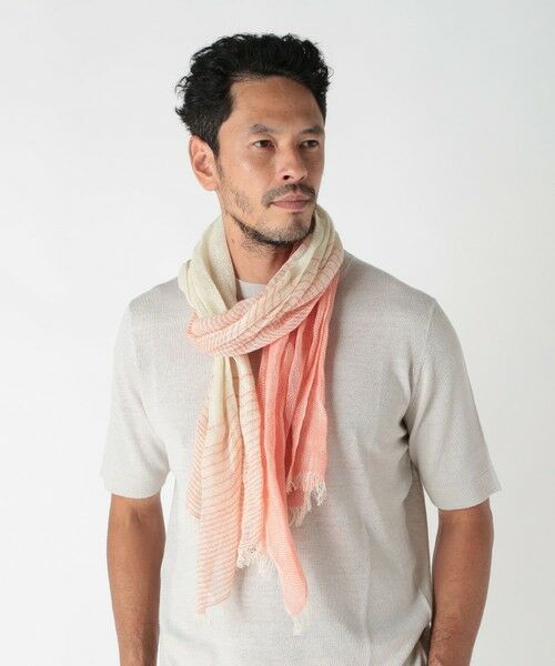 MEN'S BIGI / メンズビギ マフラー・ショール・スヌード・ストール | バイカラーリネンストール | 詳細1