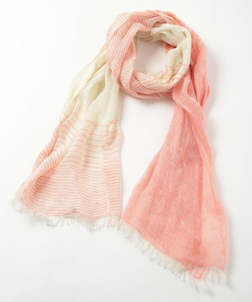 MEN'S BIGI / メンズビギ マフラー・ショール・スヌード・ストール | バイカラーリネンストール（ピンク）