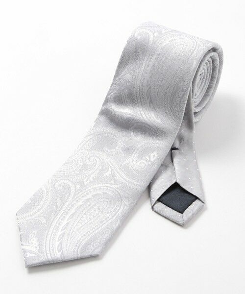 MEN'S BIGI / メンズビギ ネクタイ | シャドーペイズリー柄シルクネクタイ（シルバー）