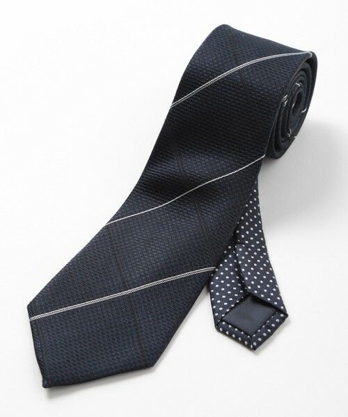 MEN'S BIGI / メンズビギ Tシャツ | チェック柄シルクネクタイ（ネイビー）