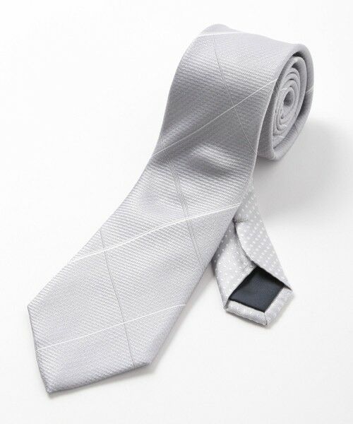 MEN'S BIGI / メンズビギ Tシャツ | チェック柄シルクネクタイ（シルバー）