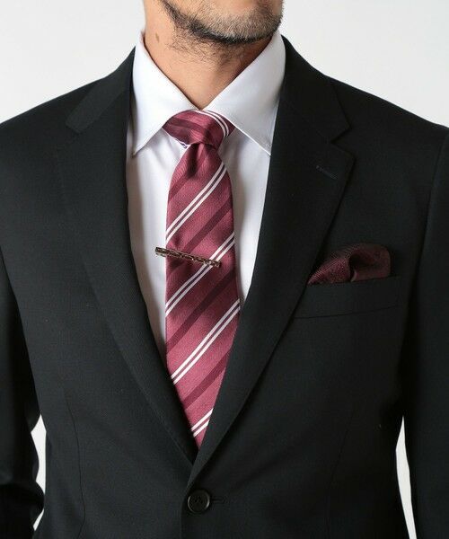 MEN'S BIGI / メンズビギ ネクタイ | シャンブレーストライプ柄シルクネクタイ | 詳細1