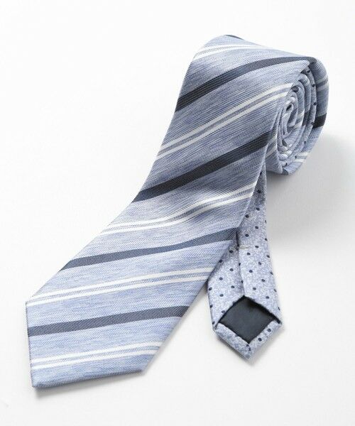 MEN'S BIGI / メンズビギ ネクタイ | シャンブレーストライプ柄シルクネクタイ（ブルー）