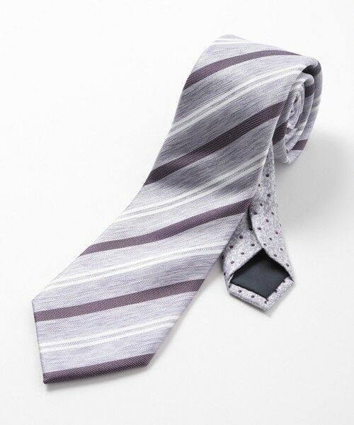 MEN'S BIGI / メンズビギ ネクタイ | シャンブレーストライプ柄シルクネクタイ（ラベンダー）