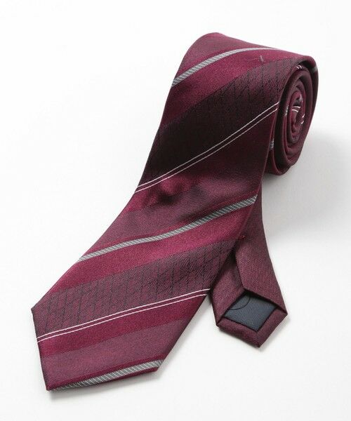 MEN'S BIGI / メンズビギ ネクタイ | アーガイル×ストライプ柄シルクネクタイ（ボルドー）