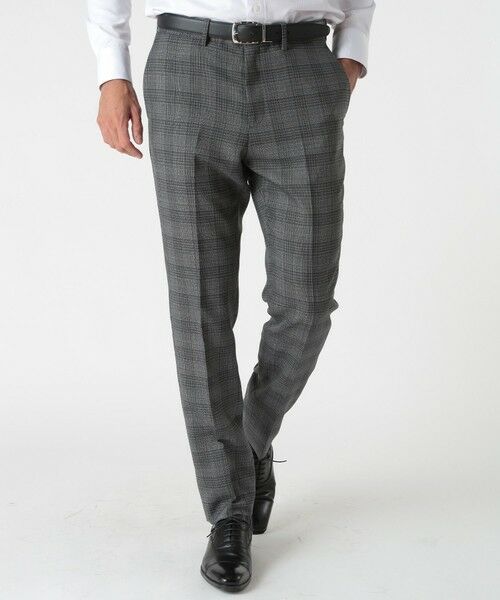 MEN'S BIGI / メンズビギ テーラードジャケット | ミックスヤーンブッチャーチェックスラックスパンツ（グレー）