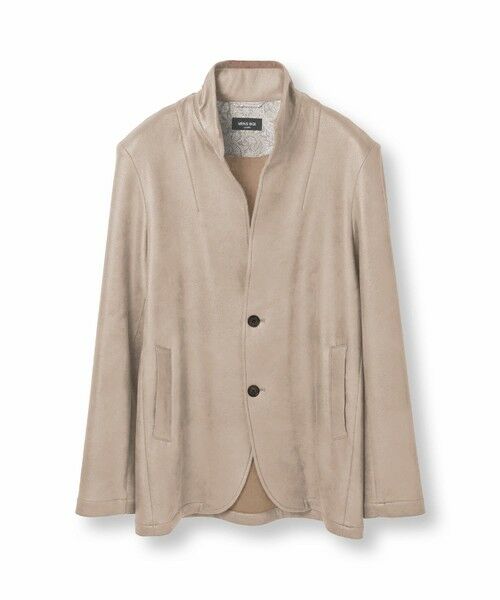 MEN'S BIGI / メンズビギ ブルゾン | レザー調プリントダンボールスタンドカラージャケット（ベージュ）