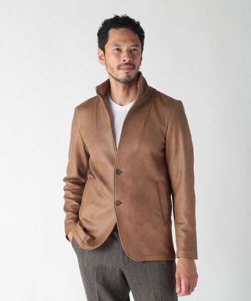 MEN'S BIGI / メンズビギ ブルゾン | レザー調プリントダンボールスタンドカラージャケット | 詳細1