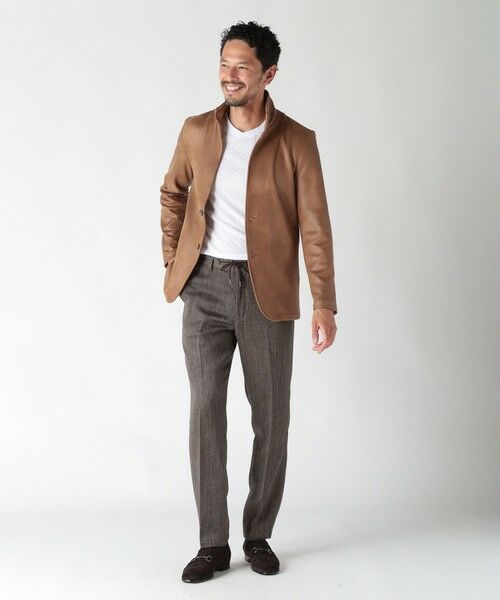 MEN'S BIGI / メンズビギ ブルゾン | レザー調プリントダンボールスタンドカラージャケット | 詳細5