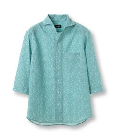 MEN'S BIGI / メンズビギ シャツ・ブラウス | エアリーサッカー千鳥フラワープリント七分袖シャツ〈イージーケア/吸水速乾〉