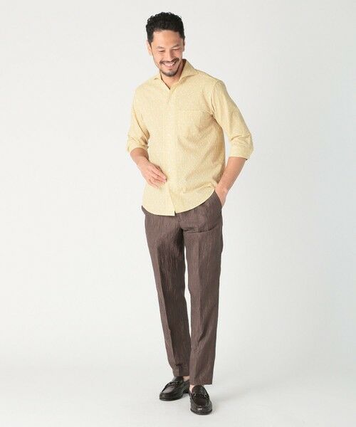 MEN'S BIGI / メンズビギ シャツ・ブラウス | エアリーサッカー千鳥フラワープリント七分袖シャツ〈イージーケア/吸水速乾〉 | 詳細2