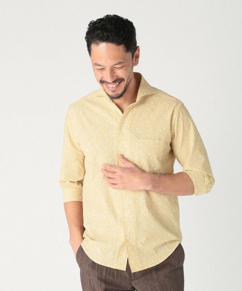 MEN'S BIGI / メンズビギ シャツ・ブラウス | エアリーサッカー千鳥フラワープリント七分袖シャツ〈イージーケア/吸水速乾〉 | 詳細1