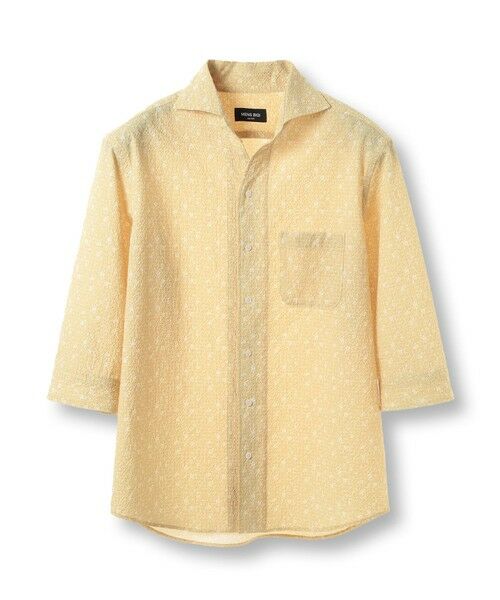 MEN'S BIGI / メンズビギ シャツ・ブラウス | エアリーサッカー千鳥フラワープリント七分袖シャツ〈イージーケア/吸水速乾〉（イエロー）