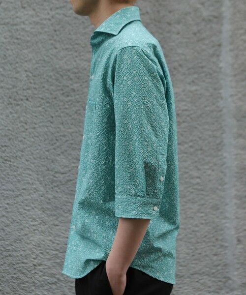 MEN'S BIGI / メンズビギ シャツ・ブラウス | エアリーサッカー千鳥フラワープリント七分袖シャツ〈イージーケア/吸水速乾〉 | 詳細10