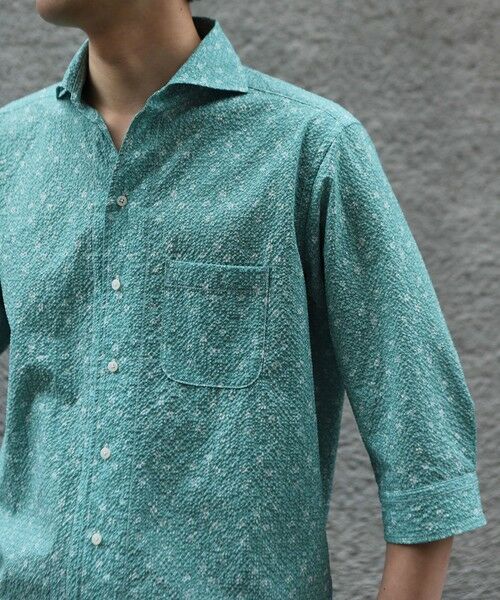 MEN'S BIGI / メンズビギ シャツ・ブラウス | エアリーサッカー千鳥フラワープリント七分袖シャツ〈イージーケア/吸水速乾〉 | 詳細12