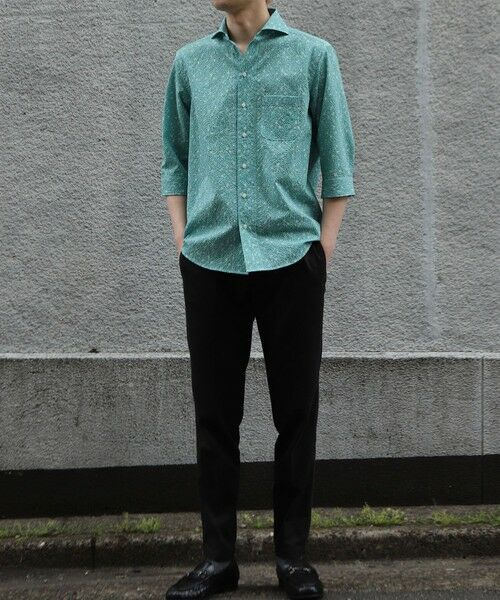 MEN'S BIGI / メンズビギ シャツ・ブラウス | エアリーサッカー千鳥フラワープリント七分袖シャツ〈イージーケア/吸水速乾〉 | 詳細14