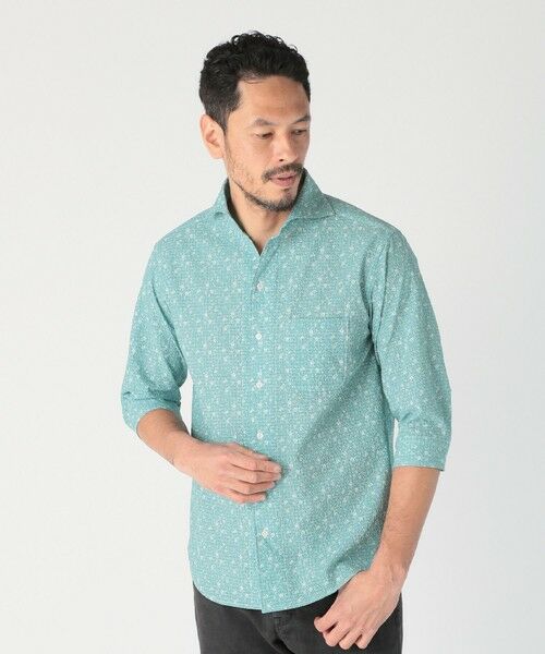 MEN'S BIGI / メンズビギ シャツ・ブラウス | エアリーサッカー千鳥フラワープリント七分袖シャツ〈イージーケア/吸水速乾〉 | 詳細7