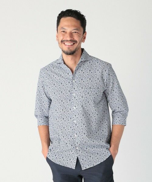 MEN'S BIGI / メンズビギ シャツ・ブラウス | エアリーサッカー千鳥フラワープリント七分袖シャツ〈イージーケア/吸水速乾〉 | 詳細16