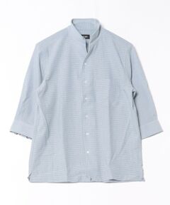 MEN'S BIGI / メンズビギ シャツ・ブラウス | カラミ織風サッカー七分袖スタンドカラーシャツ<ストレッチ/通気性>