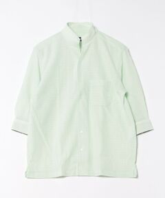 MEN'S BIGI / メンズビギ シャツ・ブラウス | カラミ織風サッカー七分袖スタンドカラーシャツ<ストレッチ/通気性>