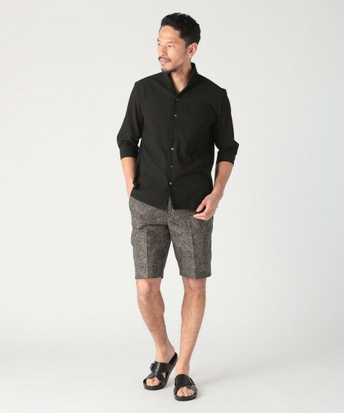 MEN'S BIGI / メンズビギ シャツ・ブラウス | カラミ織風サッカー七分袖スタンドカラーシャツ<ストレッチ/通気性> | 詳細1