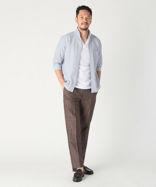 MEN'S BIGI / メンズビギ シャツ・ブラウス | カラミ織風サッカー七分袖スタンドカラーシャツ<ストレッチ/通気性> | 詳細7