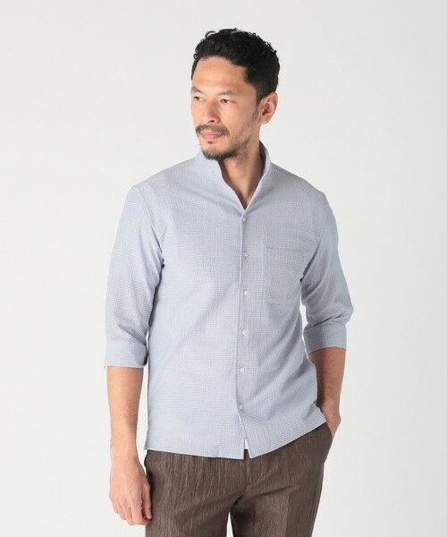 MEN'S BIGI / メンズビギ シャツ・ブラウス | カラミ織風サッカー七分袖スタンドカラーシャツ<ストレッチ/通気性> | 詳細3